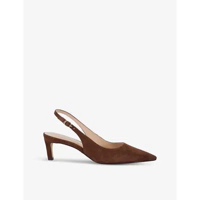Dune Celinna Sling-back Suede Heeled Courts In Chestnut Suede