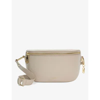 Dune Womens Ecru-synthetic Dent Small Logo-embossed Faux-leather Cross-body Bag In Neutral