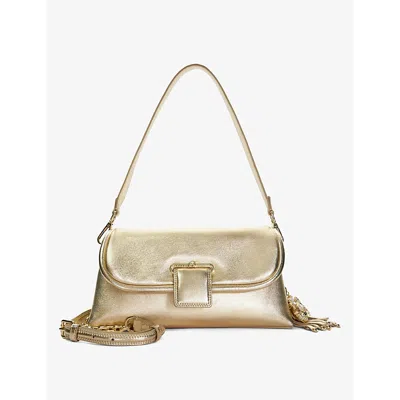 Dune Womens Gold-leather Chelsea Pillow Leather Shoulder Bag