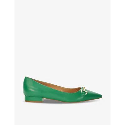 Dune Womens Green-leather Haydenne Snaffle-trim Leather Ballet Pumps