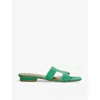 DUNE DUNE WOMEN'S GREEN-SUEDE LOUPE CUT-OUT SUEDE SANDALS