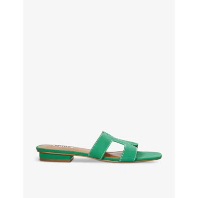 Dune Womens Green-suede Loupe Cut-out Suede Sandals