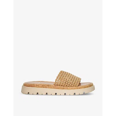 Dune Womens Natural-synthetic Looners Flat Woven Slides