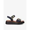 DUNE DUNE WOMEN'S NAVY-DENIM FABRIC LOELLS DENIM-STRAP WOVEN FLATFORM SANDALS