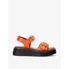 Dune Loells Buckled Leather Flatform Sandals In Orange Leather