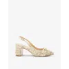 DUNE DUNE WOMEN'S PASTEL-BOUCLE CHOICES CHAIN-EMBELLISHED HEELED SLINGBACK COURTS