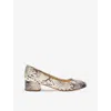 DUNE DUNE WOMEN'S REPTILE-PRINT LEATHER BRACKET COMFORT SNAKESKIN-EMBOSSED LEATHER HEELED COURTS