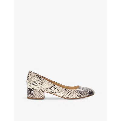 Dune Womens Reptile-print Leather Bracket Comfort Snakeskin-embossed Leather Heeled Courts