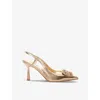 DUNE DUNE WOMENS ROSE GOLD-SYNTHETIC CALENNA BROOCH-EMBELLISHED HEELED FAUX-LEATHER SLINGBACKS