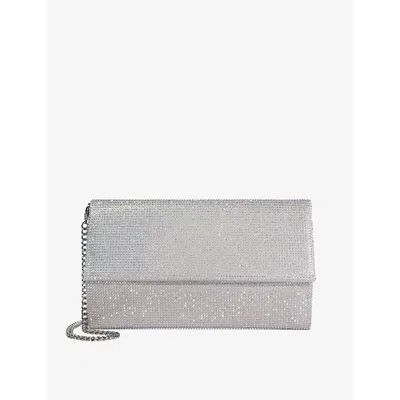 Dune Womens Silver-diamantes Esmes Sparkle-embellished Woven Box Clutch In Grey