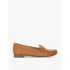 DUNE DUNE WOMEN'S TAN-NUBUCK GLENNIEE SNAFFLE-TRIM FLAT SUEDE LOAFERS