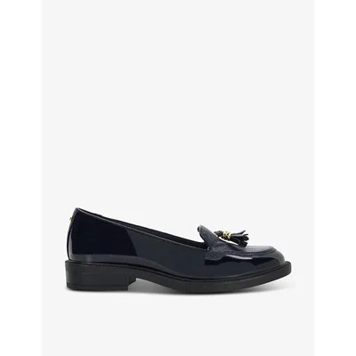Dune Womens Vy Patent Synthetic Grape Textured-vamp Loafers In Navy Patent Synthetic