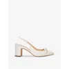 DUNE DUNE WOMEN'S WHITE-LEATHER DETAILED SNAFFLE-CHAIN LEATHER COURTS