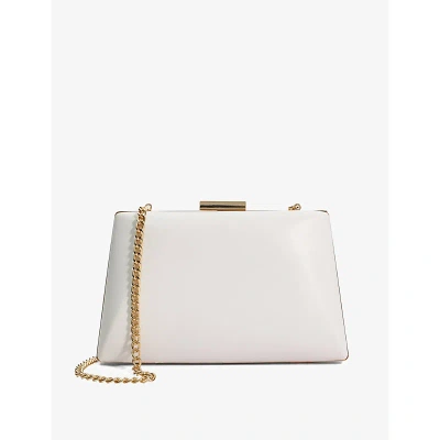 Dune Womens White-plain Synthetic Bellaire Chain-strap Faux-leather Clutch Bag