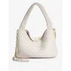 DUNE DUNE WOMEN'S WHITE-PLAIN SYNTHETIC DELIBERATE LARGE WOVEN SHOULDER BAG