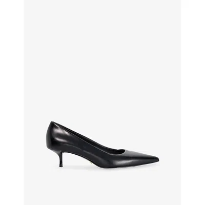 Dune Womens Amira Leather Heeled Courts Black Plain Leather Eur 40 / 7 Uk