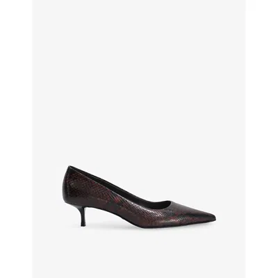Dune Womens Amira Leather Heeled Courts Brown Rept Print Leather Eur 37 / 4 Uk