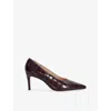 Dune Womens Burgundy Croc Leather Aspiring Heeled Leather Courts Eur 38/5 Uk In Burgundy