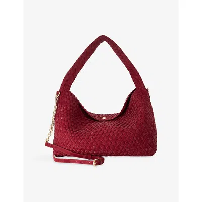 Dune Womens Berry Synthetic Deliberate Large Woven Shoulder Bag