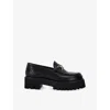 Dune Womens Black Black Leather Groundbreaking Leather Loafers Eur 40 / 7 Uk In Black