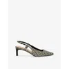 DUNE WOMENS BLACK FABRIC DANCING MONOGRAM-PATTERN WOVEN SLINGBACK COURTS EUR 36 / 3 UK