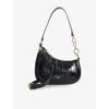 Dune Womens Black Leather Direction Small Leather Shoulder Bag In Black