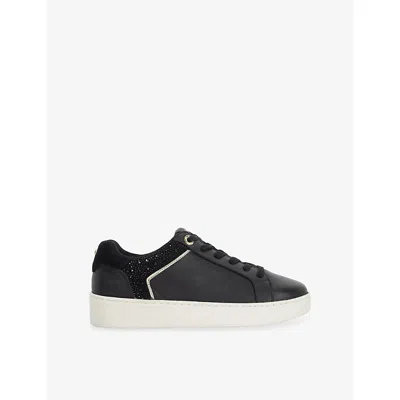 Dune Womens Black Leather Elli Leather Trainers Eur 39 / 6 Uk