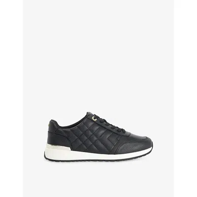 Dune Womens Black Leather Evelie Quilted Leather Trainers Eur 38/5 Uk