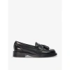 Dune Womens Black Leather Garda Tassel-embellished Leather Loafers In Black Leather