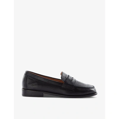 Dune Womens Black-leather Ginelli Leather Penny Loafer