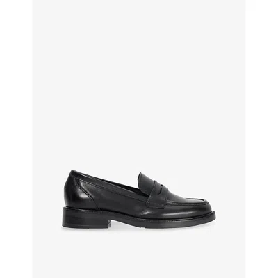 Dune Womens Black Leather Giya Wide-fit Leather Loafers Eur 37 / 4 Uk