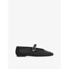 Dune Womens  Headline Mary-jane Woven Leather Ballet Flats In Black Leather