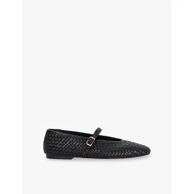 Dune Womens Black Leather Headliner Leather Ballet Flats Eur 38/5 Uk