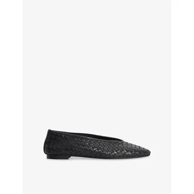 Dune Womens Black Leather Henlee Leather Ballet Flats Eur 40 / 7 Uk