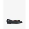 Dune Womens Highest Wide-fit Leather Ballet Flats Black Leath In Black Leather