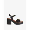 Dune Womens  Jupiter Heeled Leather Sandals In Black Leather