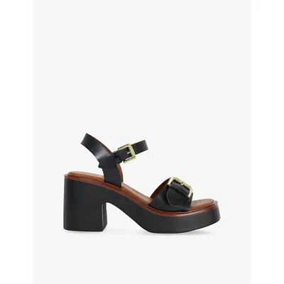 Dune Womens  Jupiter Heeled Leather Sandals In Black Leather