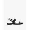 Dune Womens  Litton Leather Flat Sandals In Black Leather