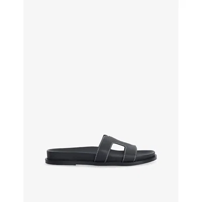 Dune Womens Black Leather Loupas Footbed Leather Sandals Eur 40 / 7 Uk
