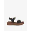 Dune Womens  Luno Buckle-strap Leather Flatform Sandals In Black Leather