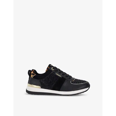 Dune Womens Black Leather Mix Ego Runner Contrast-panel Leather Low-top Trainers