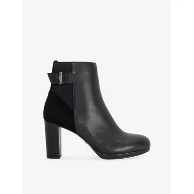 Dune Womens Black Leather Mix Olens Leather Heeled Ankle Boots Eur 38/5 Uk