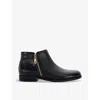 Dune Womens Black Leather Mix Pandias Mock-croc Leather Ankle Boots In Black Leather Mix