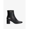 Dune Womens Black Leather Oaklee Leather Heeled Ankle Boots Eur 37 / 4 Uk In Black