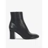 Dune Womens Black Leather Ollave Block-heel Leather Ankle Boots In Black Leather