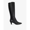 Dune Womens Black Leather Sera Comfort Leather Heeled Knee-high Boots Eur 40 / 7 Uk In Black