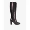 Dune Womens Black Leather Starlling Leather Heeled Knee-high Boots Eur 38/5 Uk In Brown