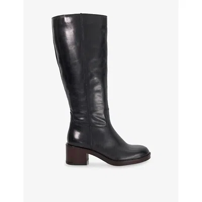 Dune Womens Black Leather Tammies Leather Heeled Knee-high Boots Eur 38/5 Uk