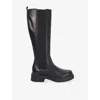 Dune Womens Black Leather Temmie Chunky-sole Leather Knee-high Boots In Black
