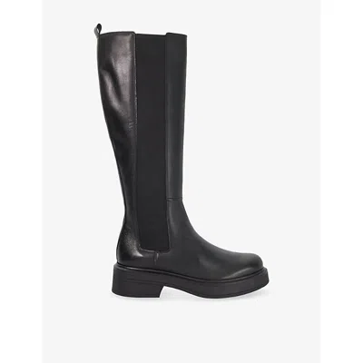DUNE WOMENS BLACK LEATHER TEMMINGS LEATHER KNEE-HIGH BOOTS EUR 36 / 3 UK
